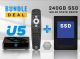 Buzztv U5 UHD 4K with 240GB SSD installed | Android 11 | Wi-Fi 6 | 4GB RAM | 32GB eMMC Storage