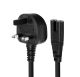 UK Plug to Figure 8 / C7 - 5A/5 Amp Fused, 0.80 Metre Black Power Lead